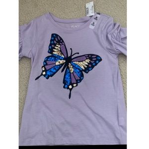 Beautiful sequin purple butterfly shirt